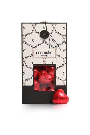 Chokoladehjerter i rød folie i Cocoture Palæ - Mørk chokolade 100 g